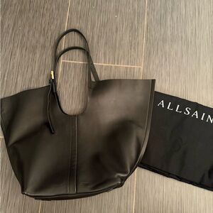 All Saints Sleek Black Tote Bag - Ara East West bag SUPER POPULAR for Fall